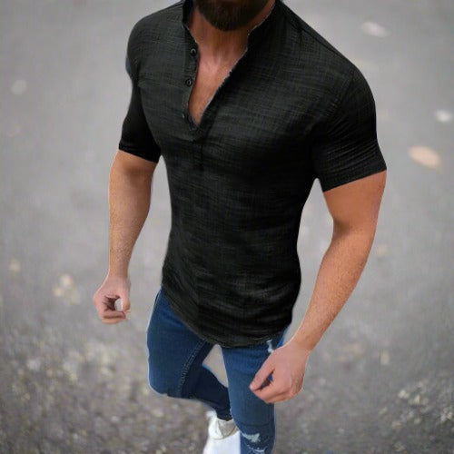 Leo - Stilvolles Leinenshirt mit V-Ausschnitt