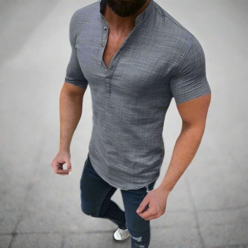 Leo - Stilvolles Leinenshirt mit V-Ausschnitt