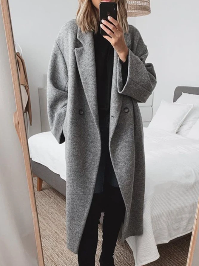 Luxus Oversized Wollmischung Mantel für Frauen