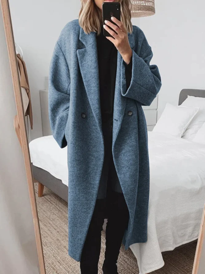 Luxus Oversized Wollmischung Mantel für Frauen