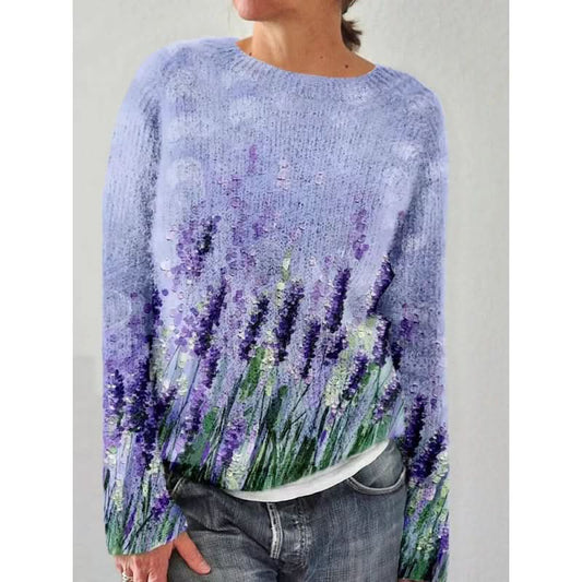 Heller, floral gemusterter Pullover - schick und bequem für Frauen.