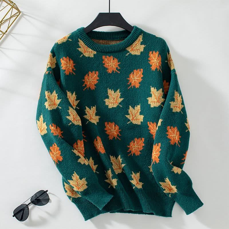 Gemütlicher Herbstpullover mit Ahornblattmotiv – weich und bequem  für Damen