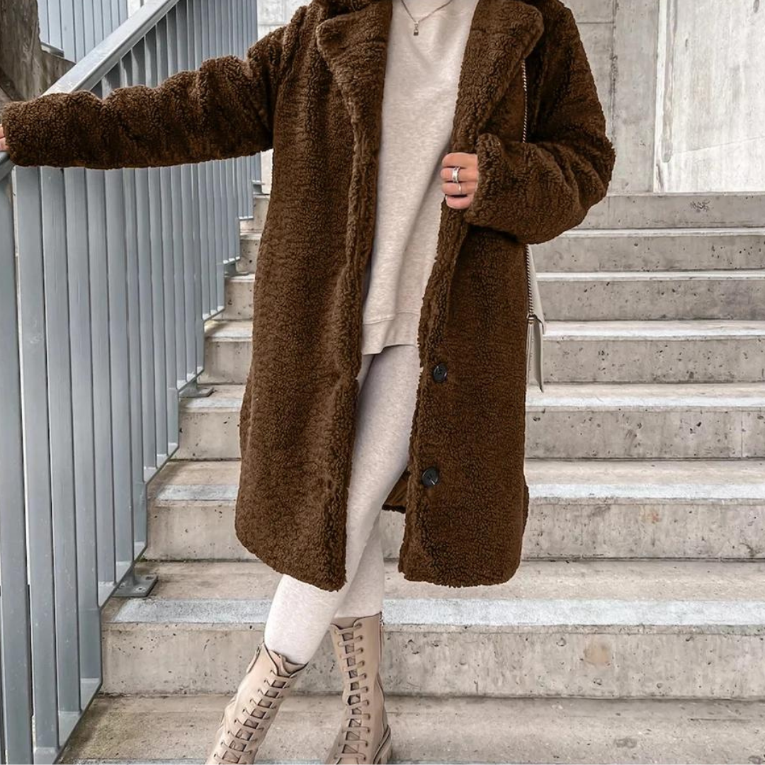 Schicker, gemütlicher, eleganter, flauschiger Sherpa-Wintermantel für Damen