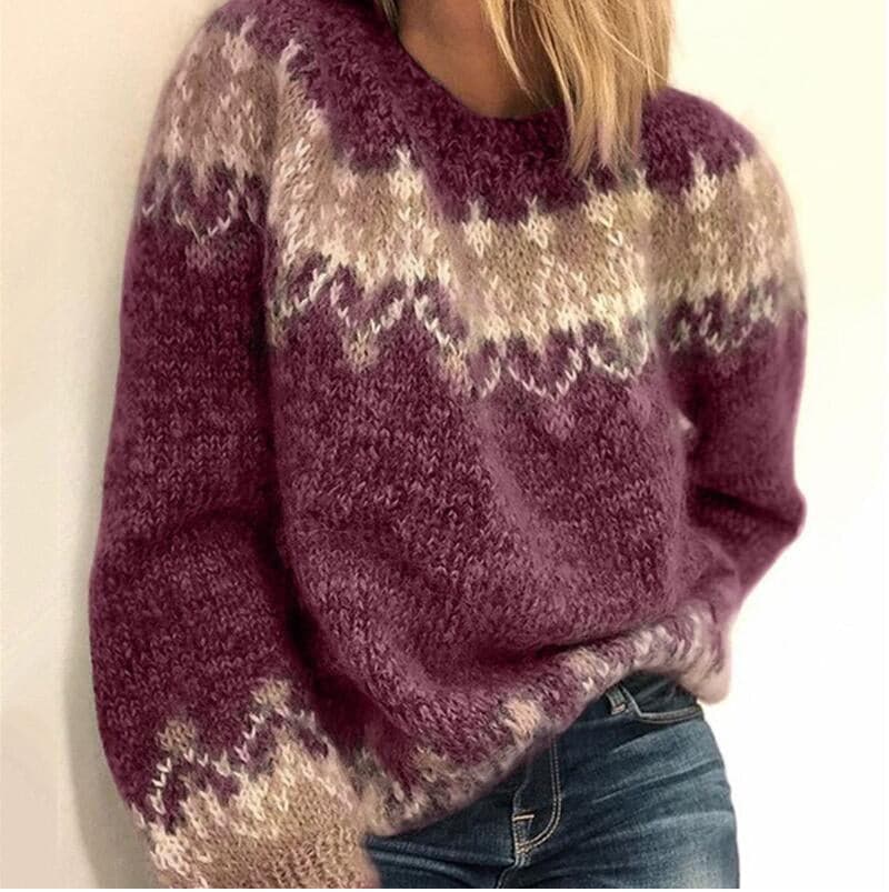 Maja – Kräftig gestrickter Baumwollpullover mit schönem Muster