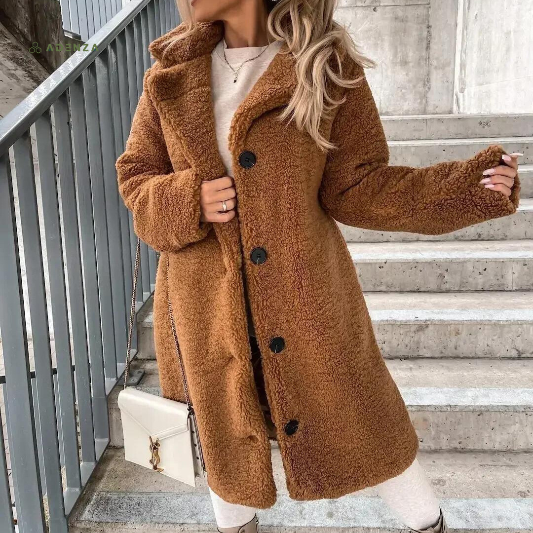 Schicker, gemütlicher, eleganter, flauschiger Sherpa-Wintermantel für Damen