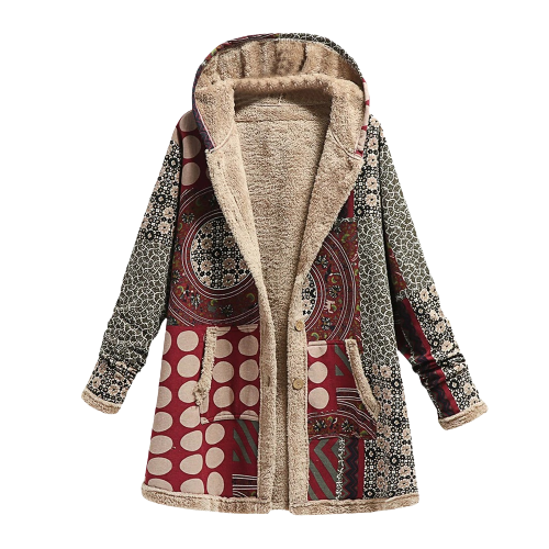 Luxuriöse, elegante, warme Schaffell-Patchwork-Kapuzenjacke für Damen