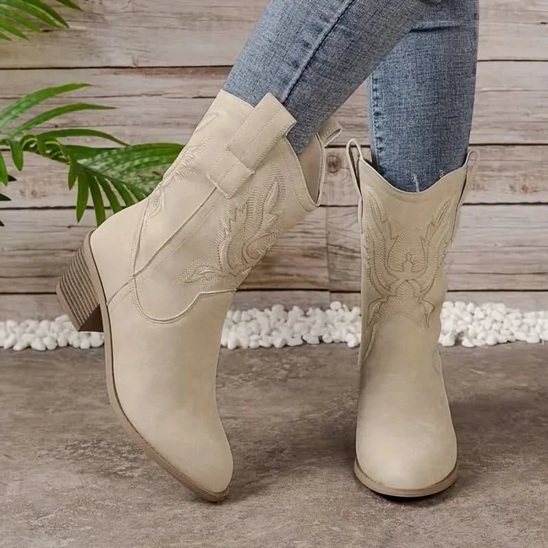 Vintage-inspirierte, bestickte Stiefel für Frauen