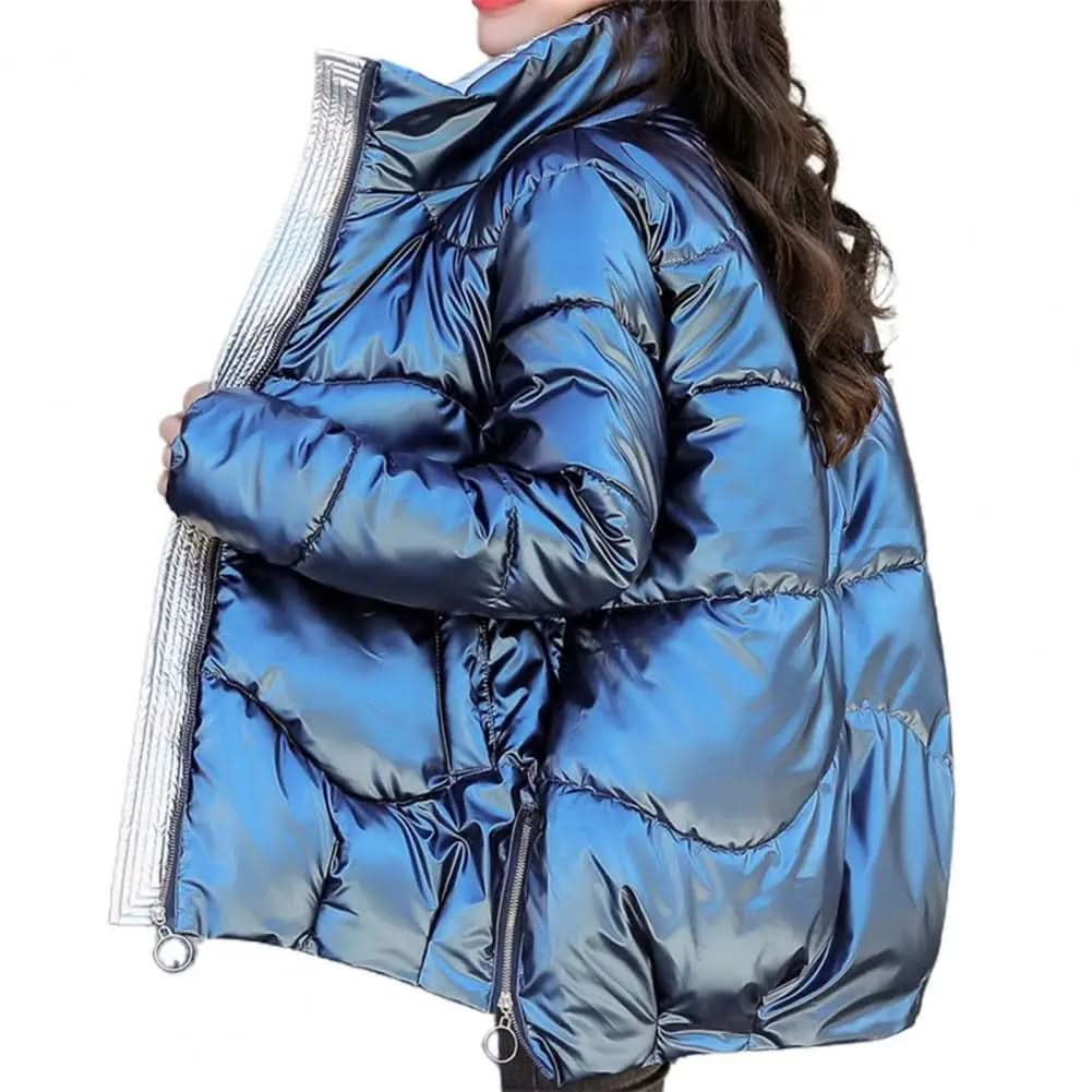 Luxuriöse Smaragdgrüne Pufferjacke für Damen im Winter