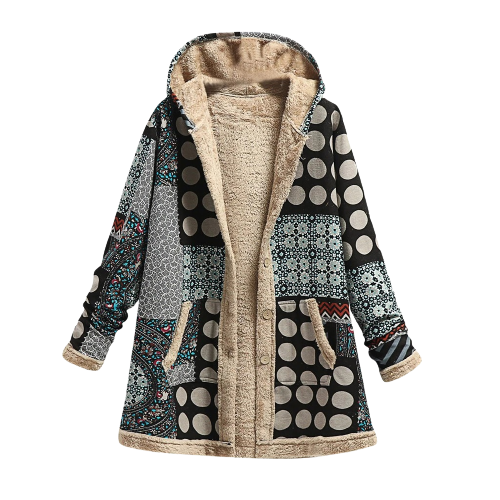 Luxuriöse, elegante, warme Schaffell-Patchwork-Kapuzenjacke für Damen