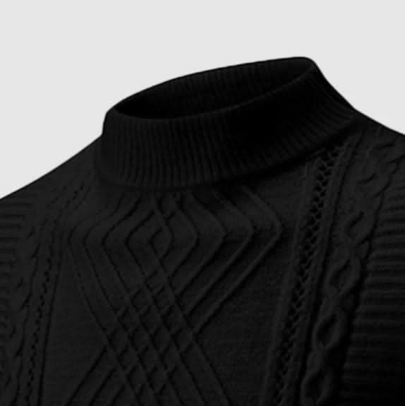 Klassischer, detaillierter und raffinierter Zopfstrickpullover für Herren