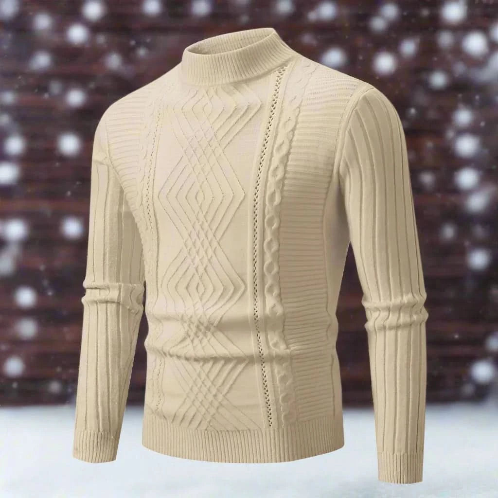 Klassischer, detaillierter und raffinierter Zopfstrickpullover für Herren