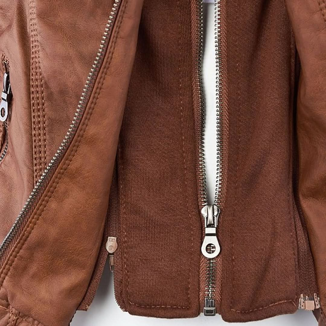 Schicke, kuschelige und hochwertige Bikerjacke für Damen