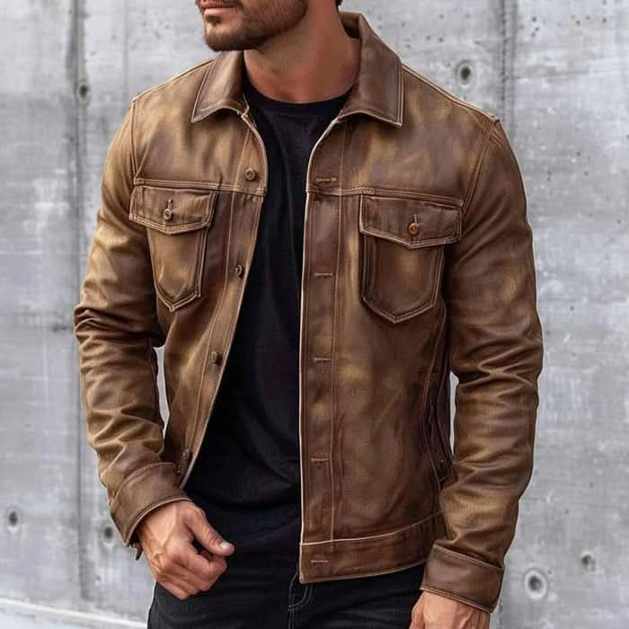 Robuste Vintage-Lederjacke – zeitlos und strapazierfähig  für Herren