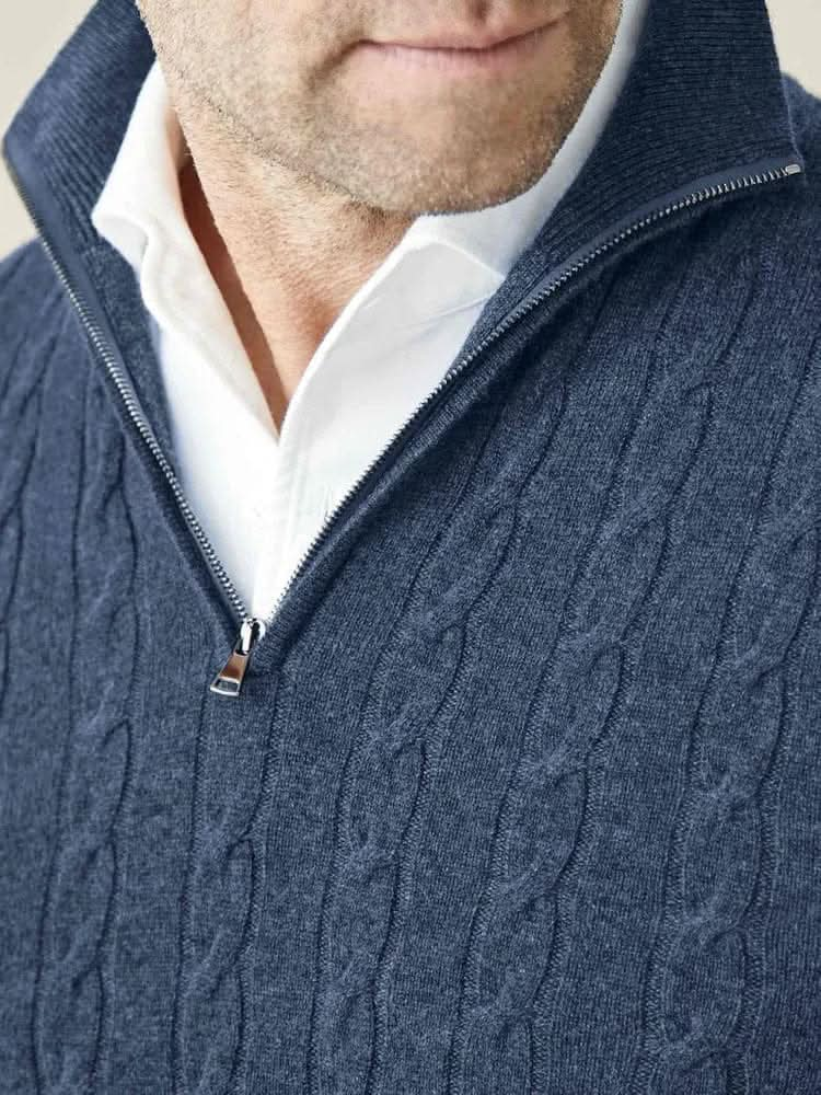 Luxuriöser DaVinci Kaschmir Zip-Up Pullover für Männer