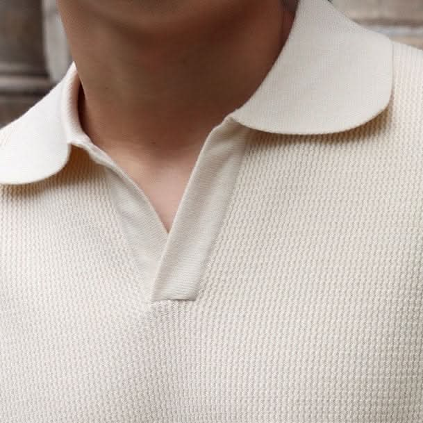 Warmer und stilvoller Waffelstrick-Polopullover für Männer