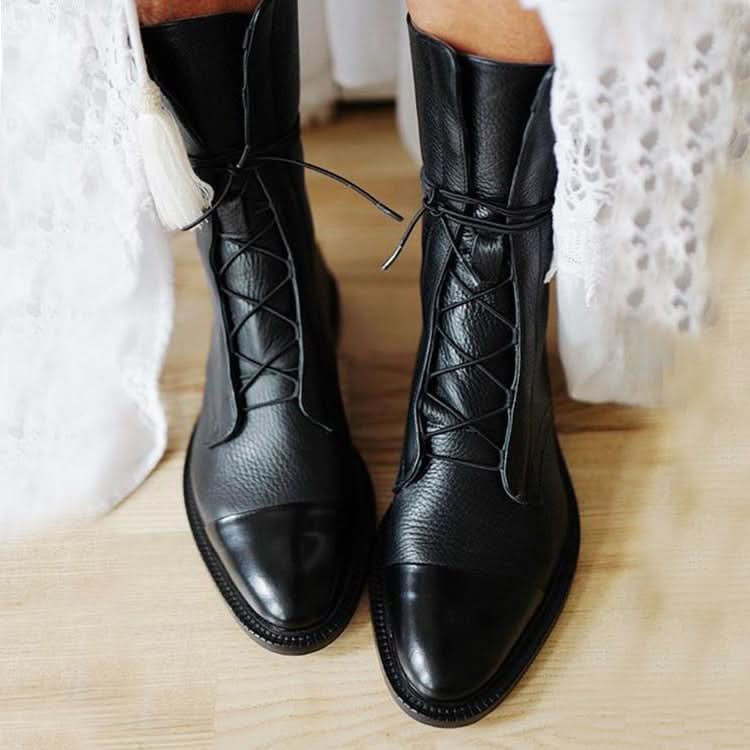 Kuschelige, langlebige schwarze Lederstiefel für Damen