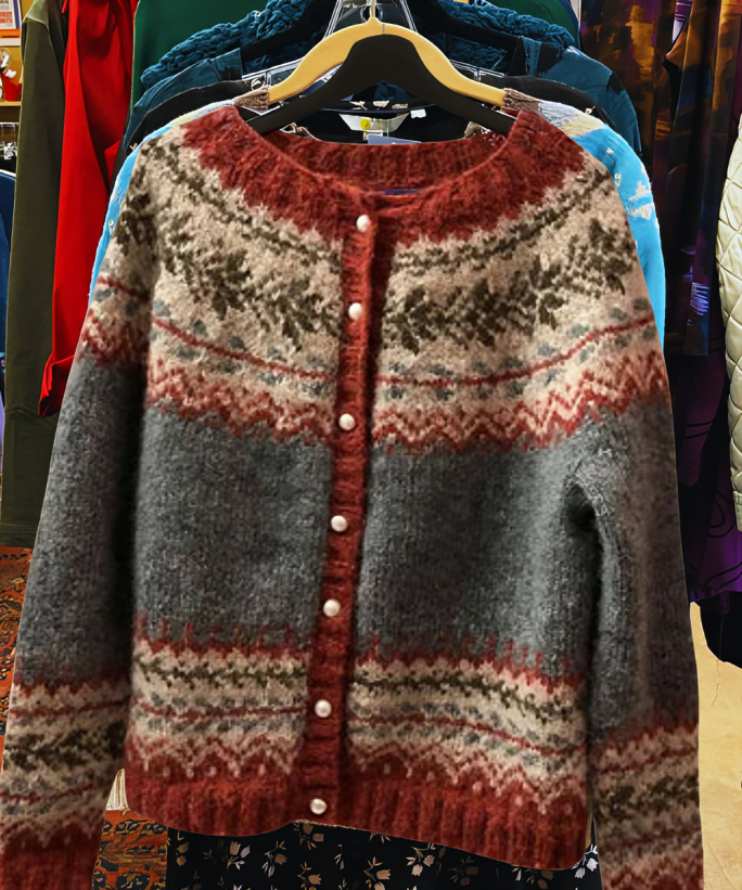 Cozy Knit Cardigan mit Fair Isle Muster für Damen