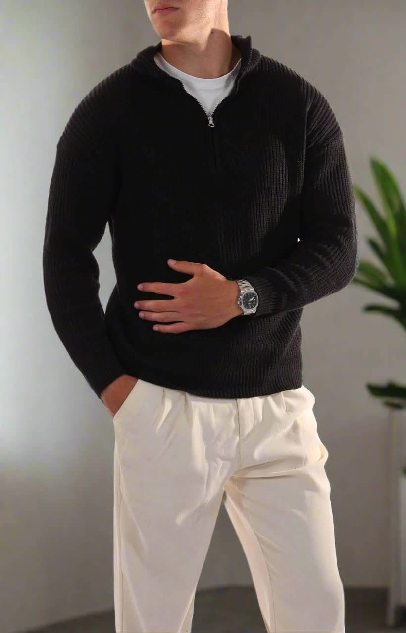 Klassischer Zip-Neck Pullover für den modernen Mann