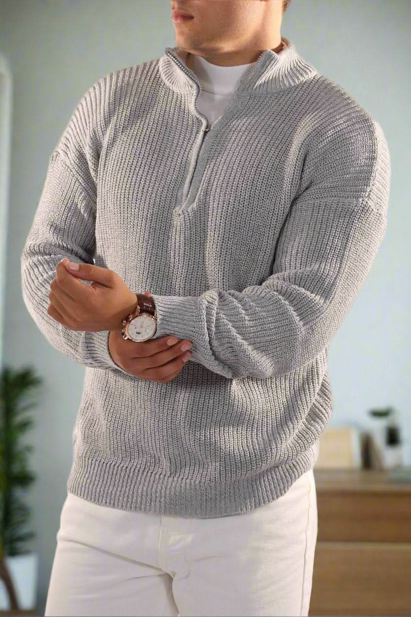 Klassischer Zip-Neck Pullover für den modernen Mann