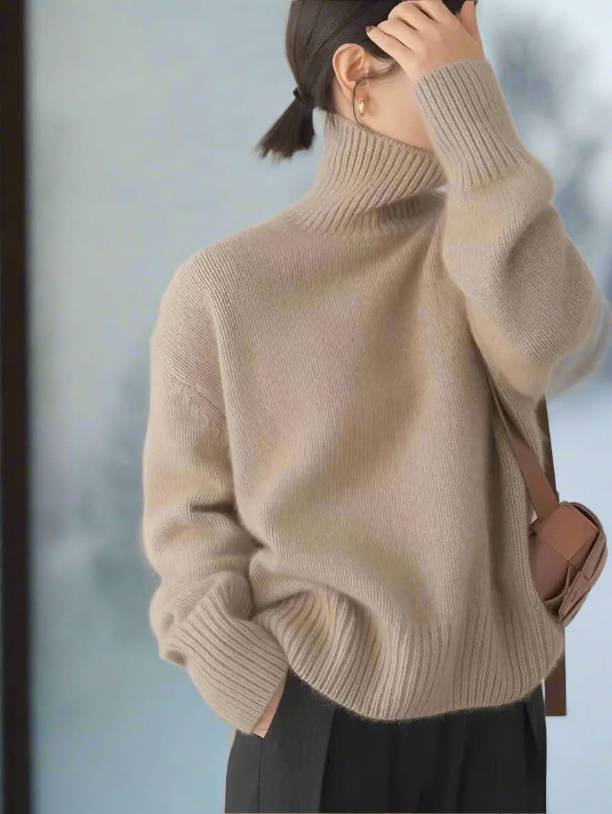 Cozy Chic Rollkragenpullover Beige Oversized Strick für Damen