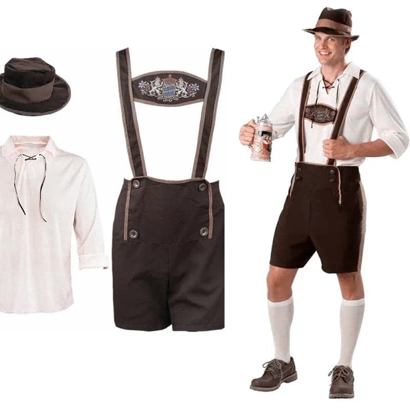 Fredd - Bayerische Leder hosen Oktoberfest Party Kostüm Set für Herren