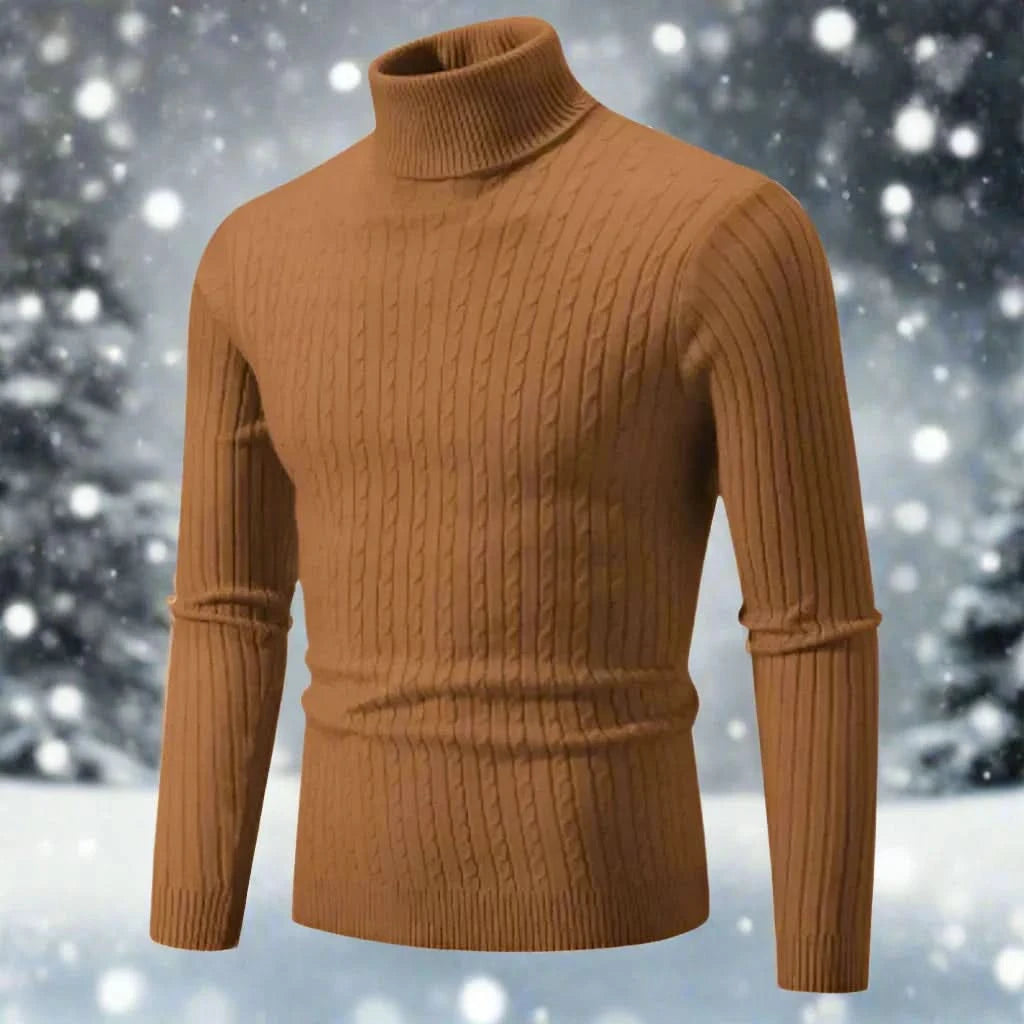 Raffinierter, warmer und anpassungsfähiger Rollkragenpullover für Herren aus Zopfstrick