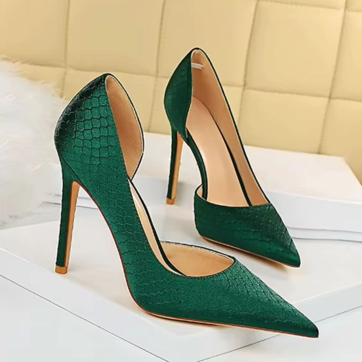 Auffällige grüne Stiletto Heels für Frauen