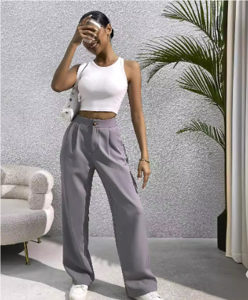 High-Waist-Hose mit weitem Bein  – elegant und komfortabel für Damen