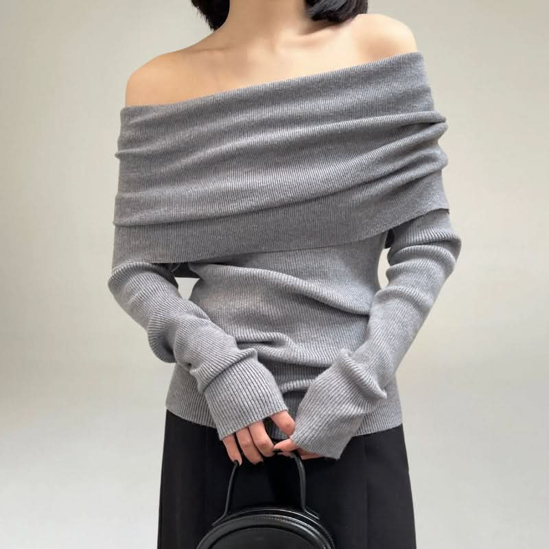 Schicker Off-Shoulder-Strickpullover für Frauen