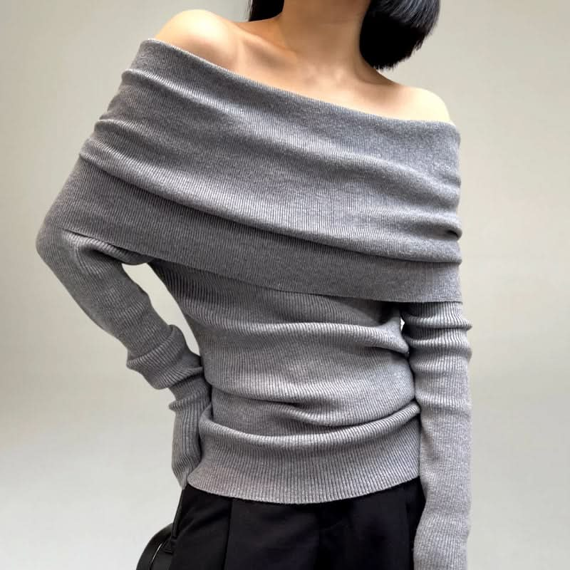 Schicker Off-Shoulder-Strickpullover für Frauen