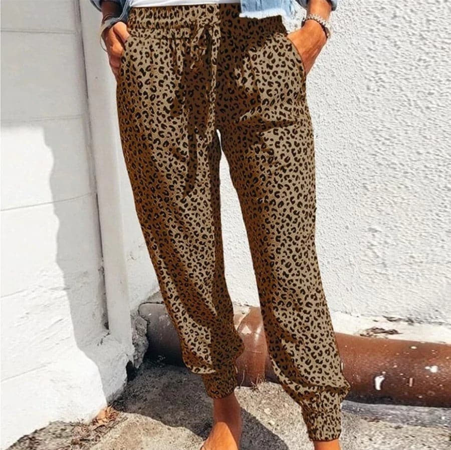 Lisa - Hose mit weitem Bein und Leopardenmuster