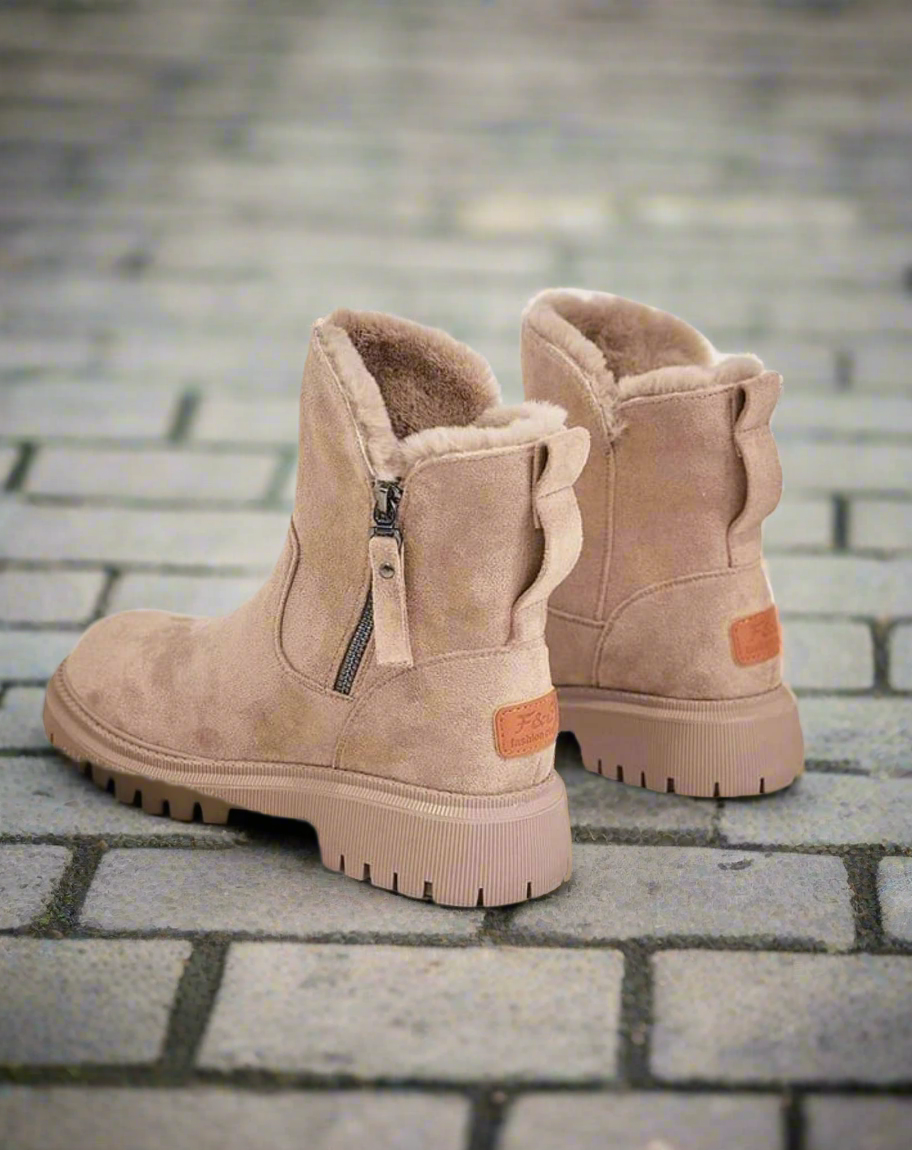 Gemütliche, modische und hochhackige Wildleder-Winterstiefel für Damen