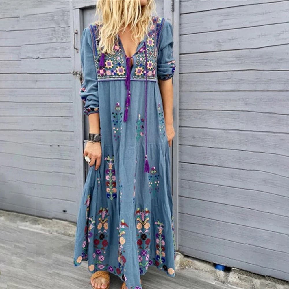 Jennifer – Elegantes langes Boho-Kleid