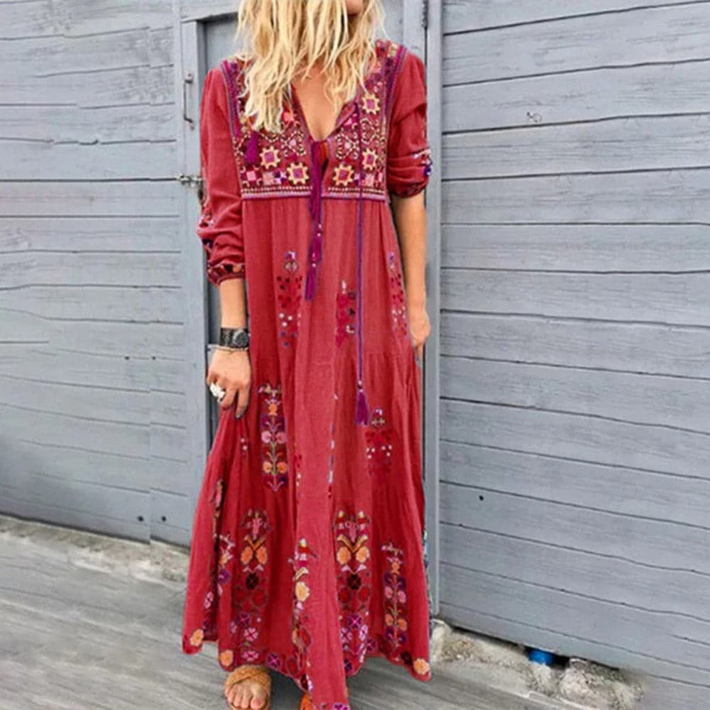 Jennifer – Elegantes langes Boho-Kleid