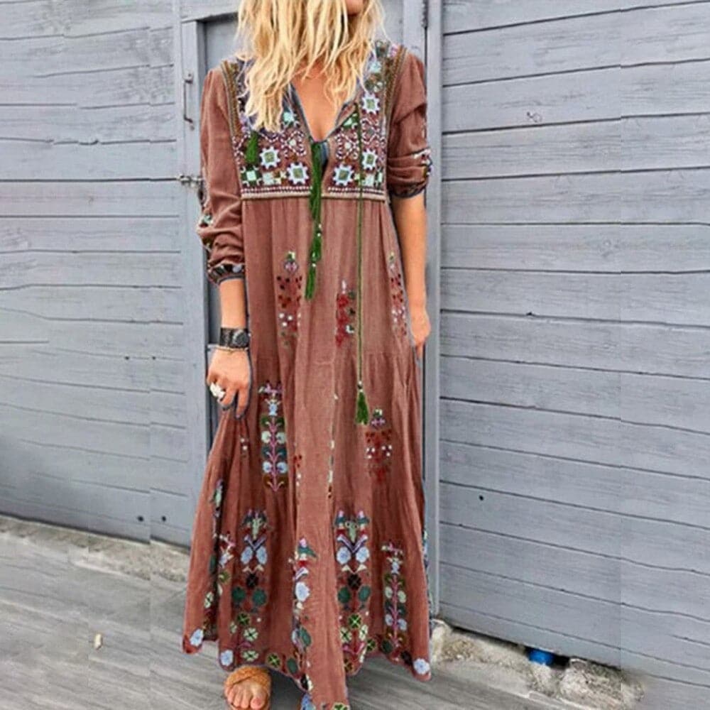 Jennifer – Elegantes langes Boho-Kleid