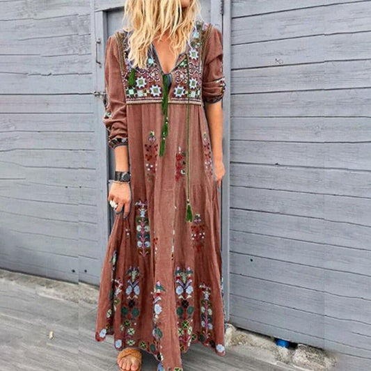 Jennifer – Elegantes langes Boho-Kleid