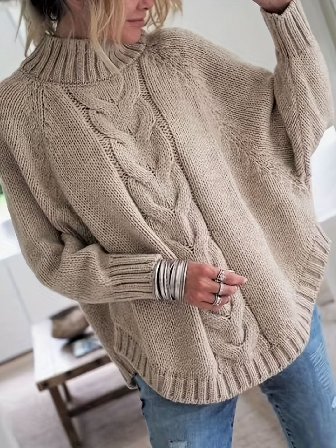 Gemütlicher Strick-Kabelpullover für Damen