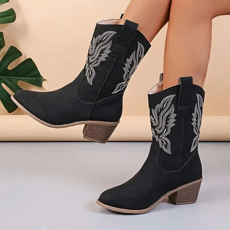 Vintage-inspirierte, bestickte Stiefel für Frauen