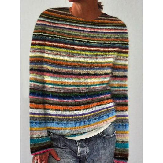 Vibrant Gestreifter Strickpullover für Damen