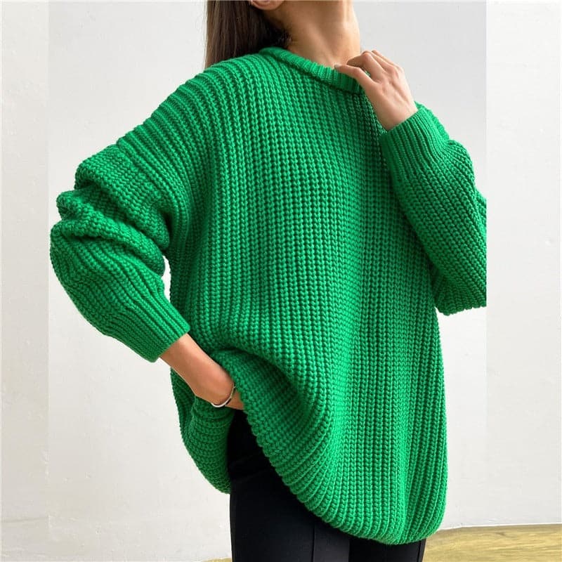 Molly – Modischer Strickpullover in Uni mit Rundhalsausschnitt