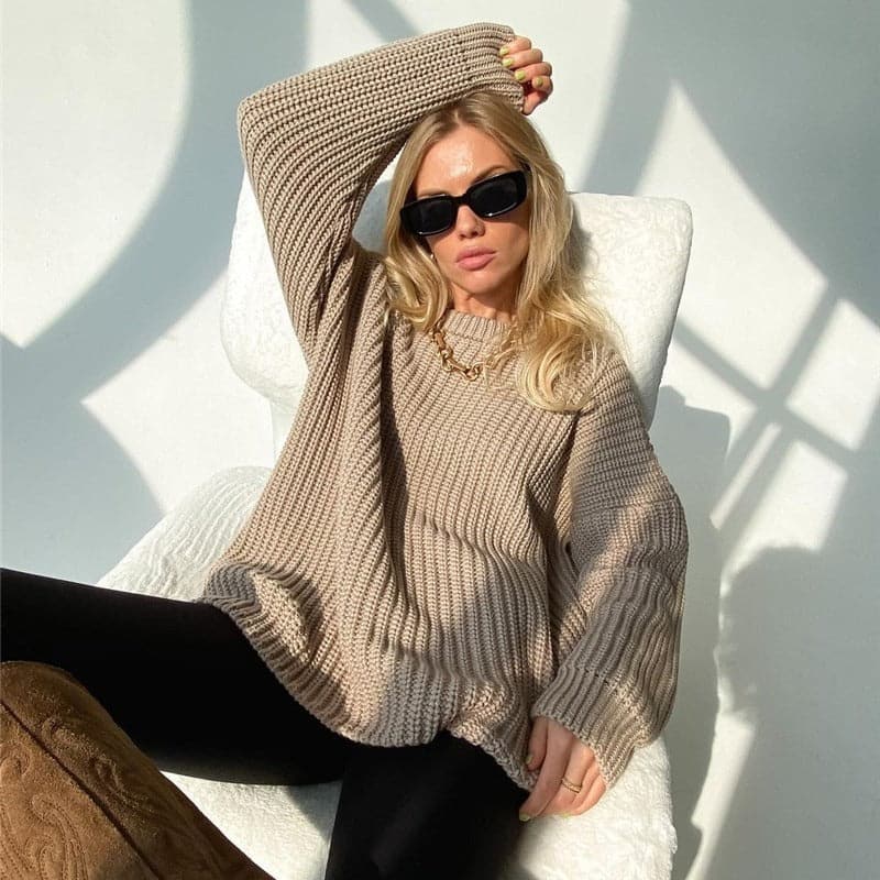 Molly – Modischer Strickpullover in Uni mit Rundhalsausschnitt