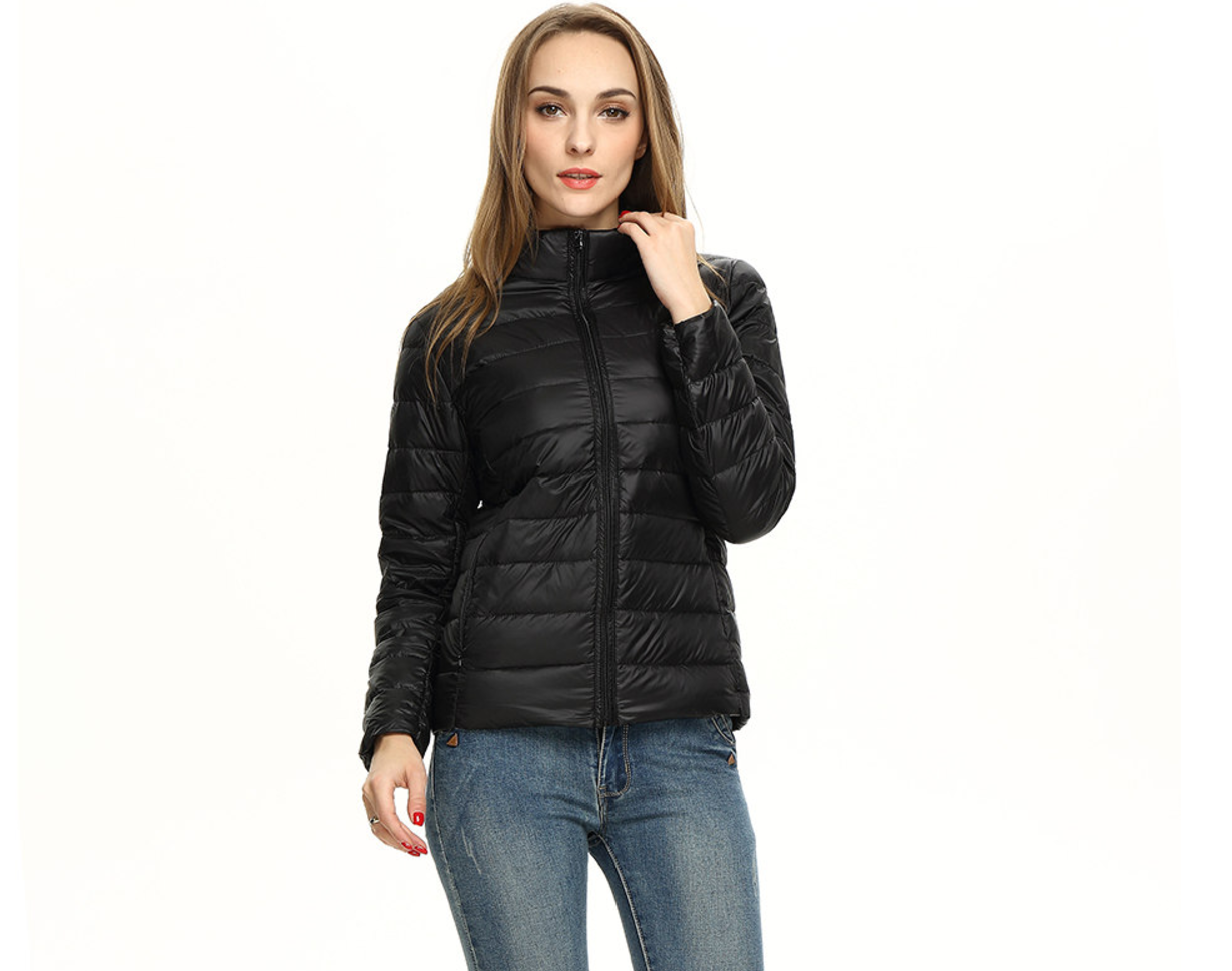 Lebendig grüne Pufferjacke für Herbst und Winter für Damen