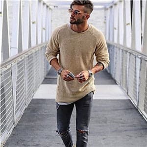 Rafael - Modischer langer Strickpullover