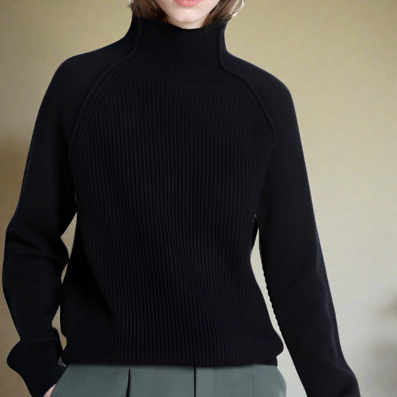 Charlotte - Weicher Baumwollpullover mit hohem Kragen