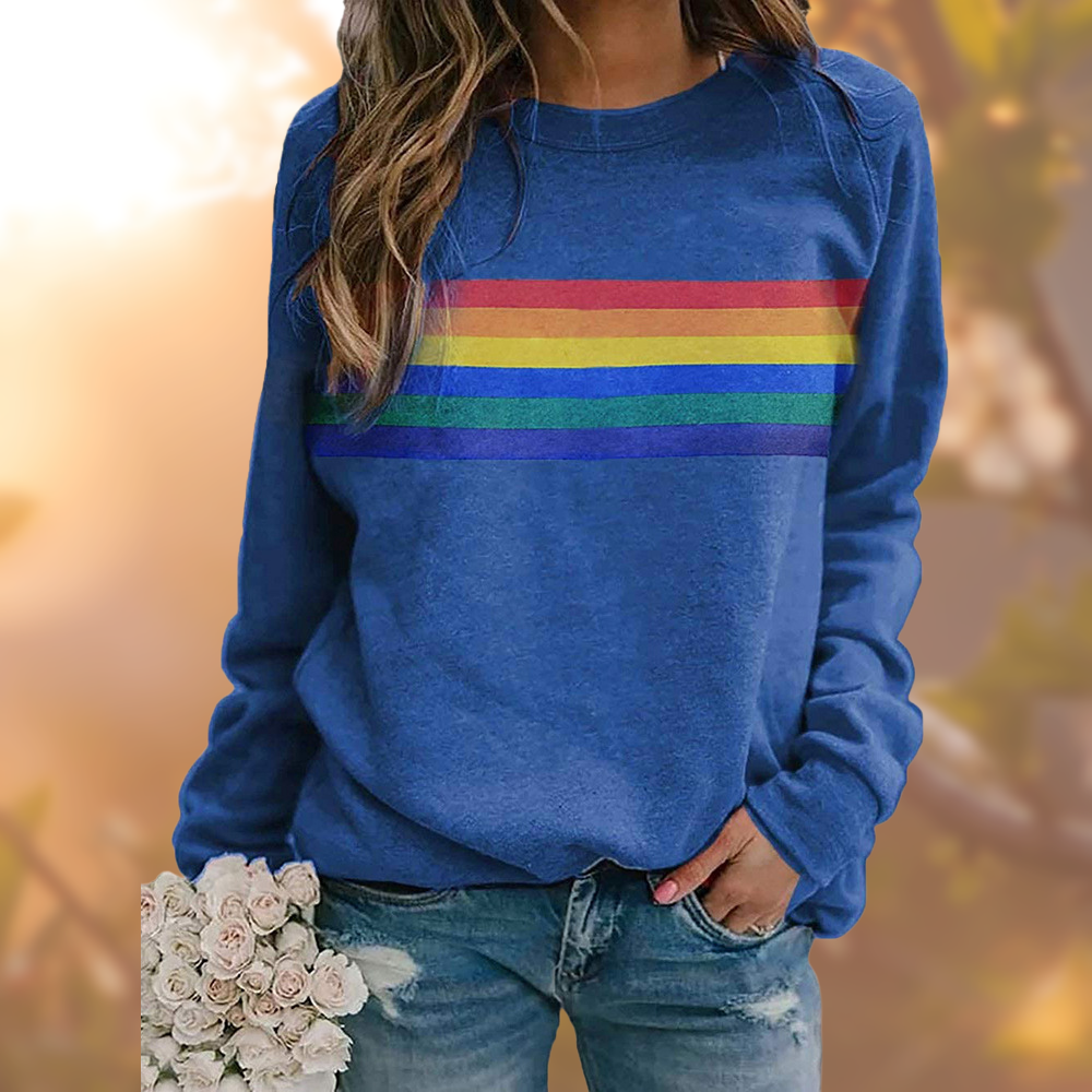 Rainbow - Weicher Baumwollpullover mit Regenbogenmuster