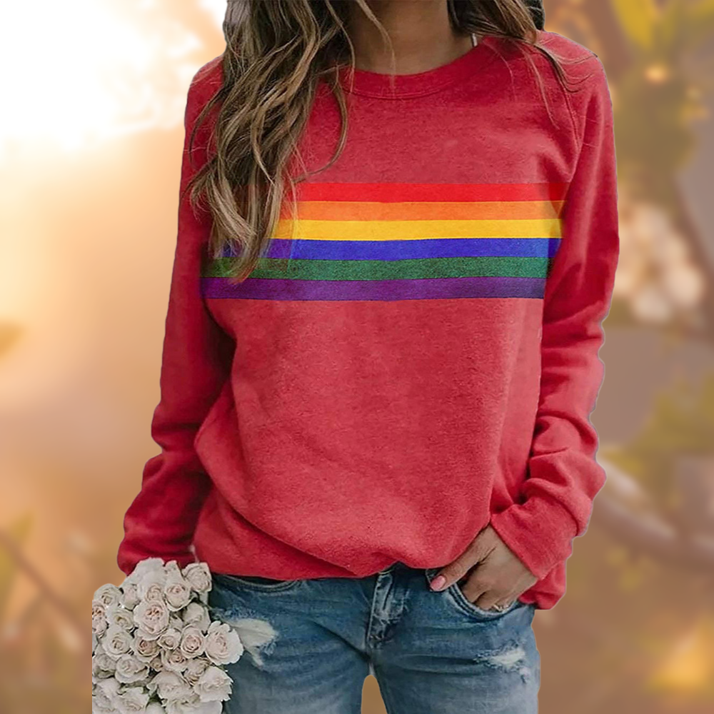 Rainbow - Weicher Baumwollpullover mit Regenbogenmuster