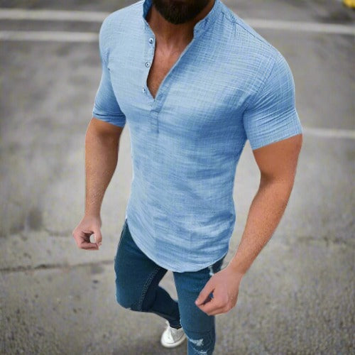 Leo - Stilvolles Leinenshirt mit V-Ausschnitt