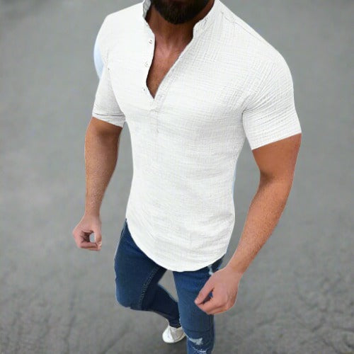 Leo - Stilvolles Leinenshirt mit V-Ausschnitt